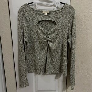 The General Good Green and White Long Sleeve Women's Cutout top